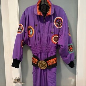 Vintage Bogner Embroidered Snowsuit gorgeous purple size 12